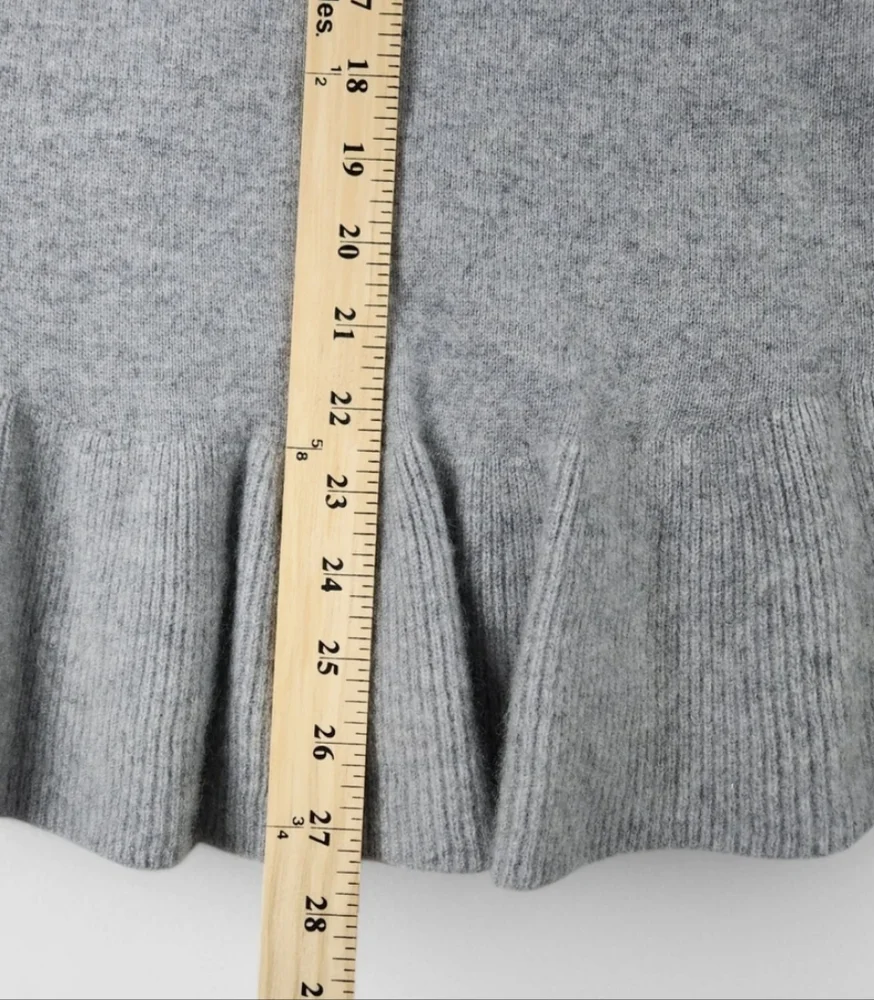 New Isaac Mizrahi Live 2-Ply 100% Cashmere Ruffle Peplum Sweater  - Picture 8 of 8